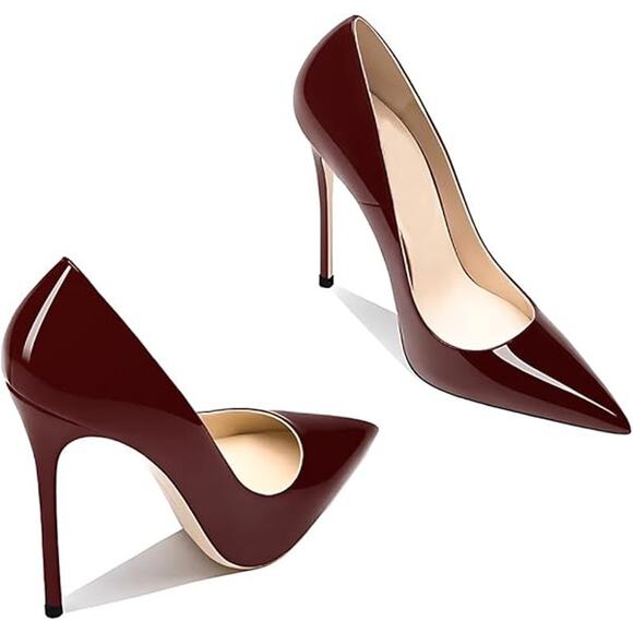 Qunvngutui Womens Size 11 Wine Red 5" High Heel Pointed Toe Stiletto Pumps Shoes - Picture 5 of 7